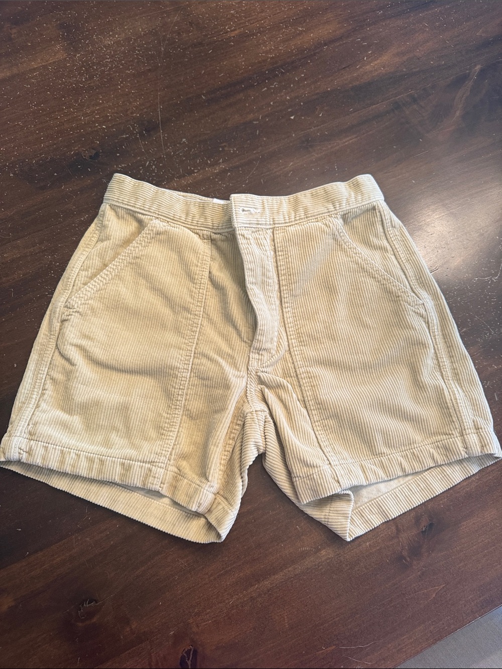 Buck Mason Men's Light Beige Corduroy Flat Front Shorts